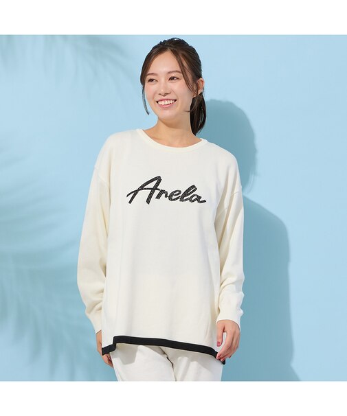 【手洗いOK】『Anela』スパンコール刺繍ニット