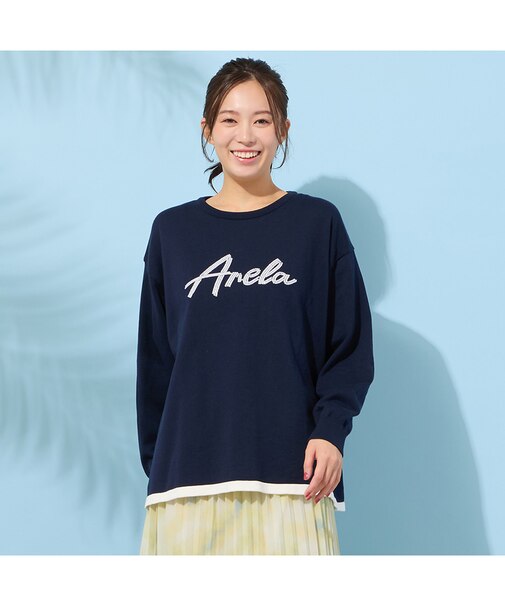 【手洗いOK】『Anela』スパンコール刺繍ニット