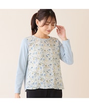 【洗える・アンサンブル可・日本製】ボタニカル柄カットソー