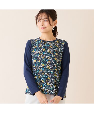 【洗える・アンサンブル可・日本製】ボタニカル柄カットソー