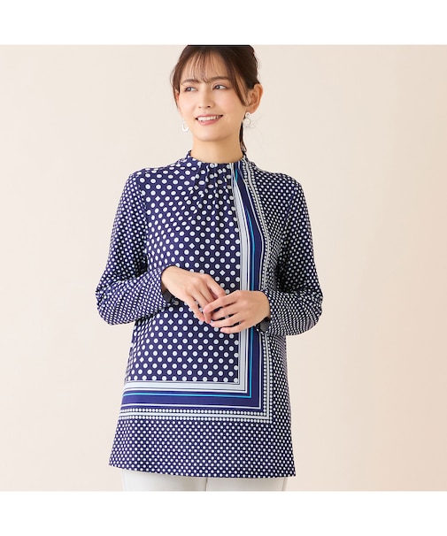 【洗える・日本製】ドットパネル柄チュニック