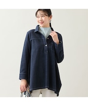 【洗える・3L/4Lサイズあり】ニットデニムチュニック