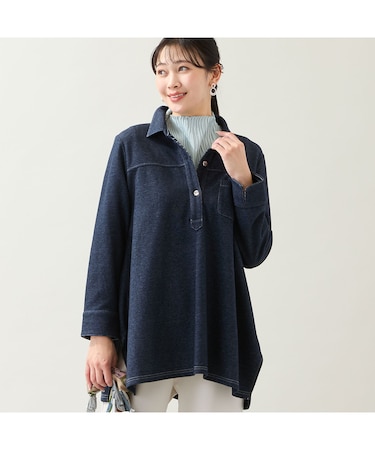 【洗える・3L/4Lサイズあり】ニットデニムチュニック