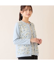 【洗える・アンサンブル可・日本製】ボタニカル柄カーディガン