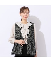 チュール重ねツイードベスト