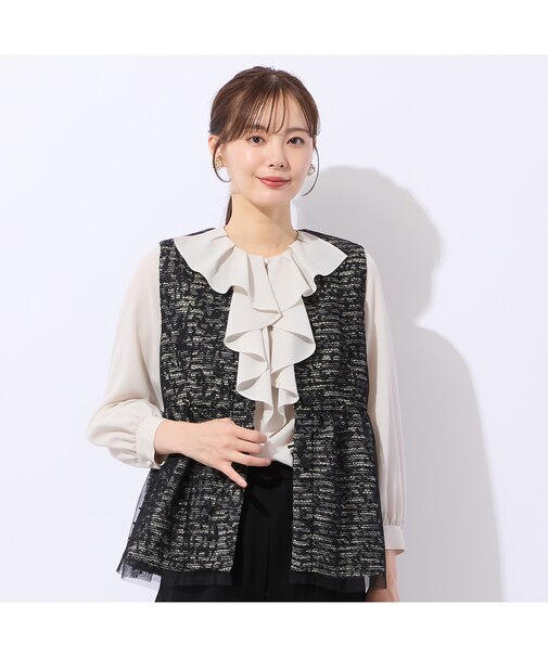 チュール重ねツイードベスト