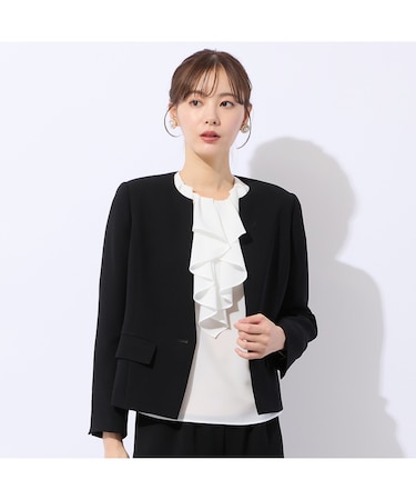 【セットアップ可】ダブルクロスノーカラージャケット