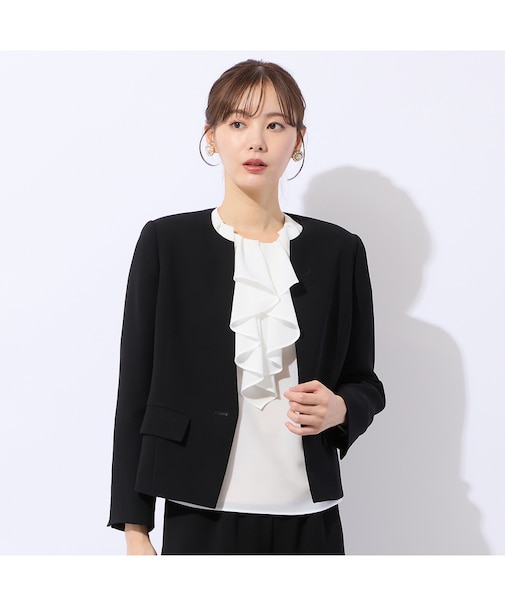 【セットアップ可】ダブルクロスノーカラージャケット