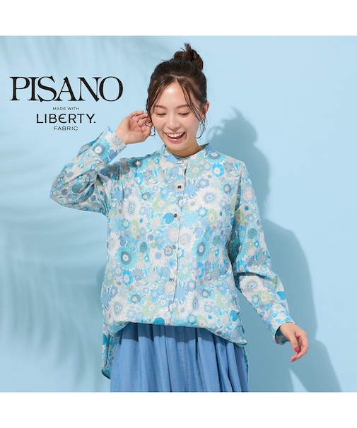 【手洗いOK・綿100％・リバティコラボ・2Way】サイドタックブラウス