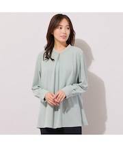 【手洗いOK・セットアップ対応】フロントタック・スタンドカラーブラウス