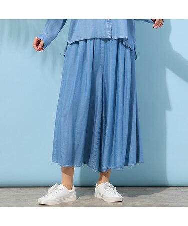 【手洗いOK・セットアップ対応】製品洗い・テンセルデニムキュロットパンツ