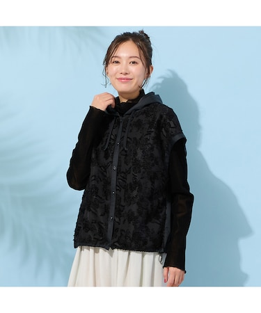 【手洗いOK・撥水・透湿】ジャカード/タフタ・フーディージレ