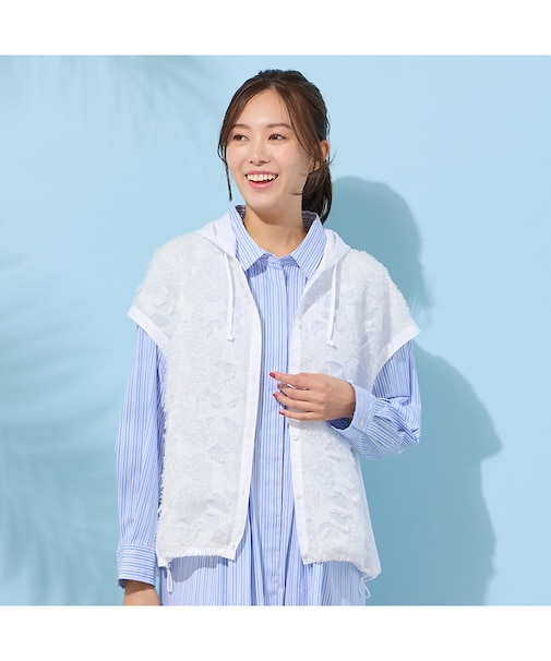 【手洗いOK・撥水・透湿】ジャカード/タフタ・フーディージレ