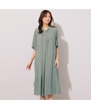 【手洗いOK】幾何柄フロントタックドレス