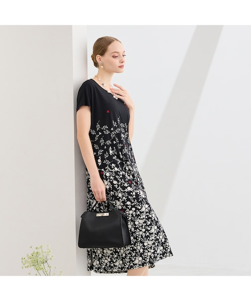 【M～4L】ウォッシャブルフラワープリントワンピース