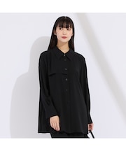 【WEB先行販売/セットアップ対応】バックサテン梨地衿付きブラウス