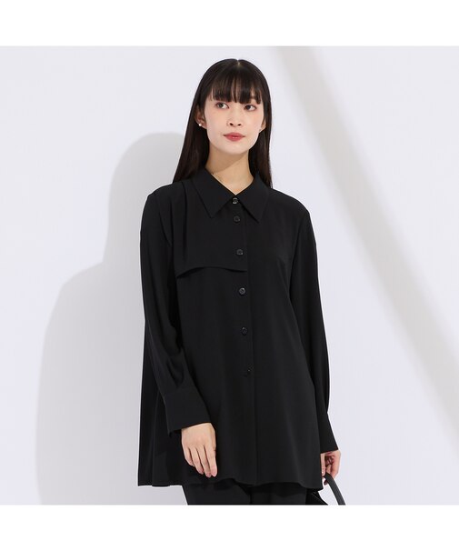 【WEB先行販売/セットアップ対応】バックサテン梨地衿付きブラウス