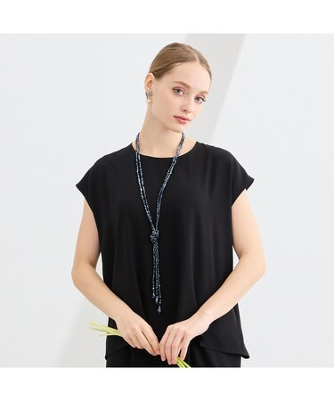 【WEB先行販売/セットアップ対応】バックサテン梨地フレンチスリーブブラウス