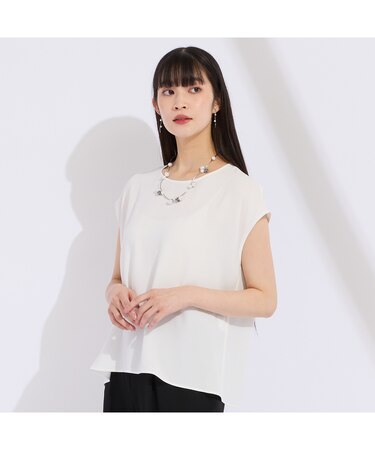 【WEB先行販売/セットアップ対応】バックサテン梨地フレンチスリーブブラウス