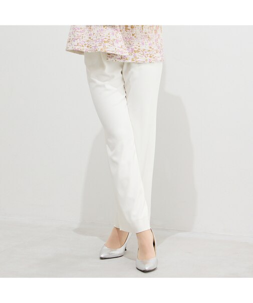 【WEB先行販売/セットアップ対応】バックサテン梨地オールゴムパンツ 裏地付き