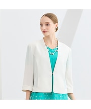 【M～4L・セットアップ対応】バックサテン梨地ノーカラージャケット