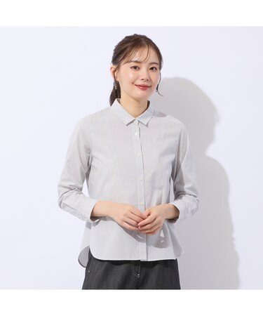 【洗える】ロンドンストライプ切り替えブラウス