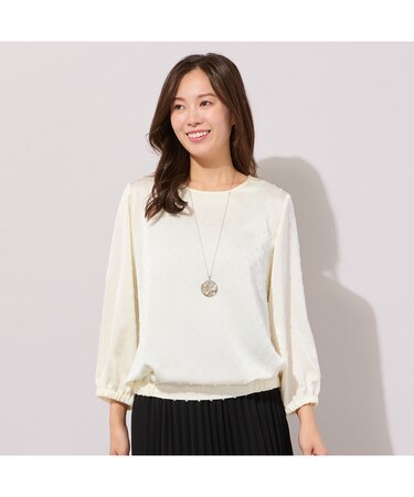 【手洗いOK】ドビーサテン・ギャザーブラウス