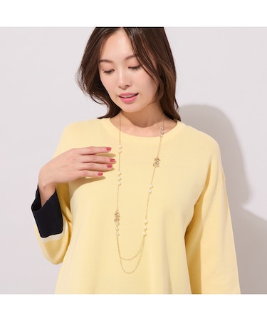 パール調×ゴール調チェーンネックレス