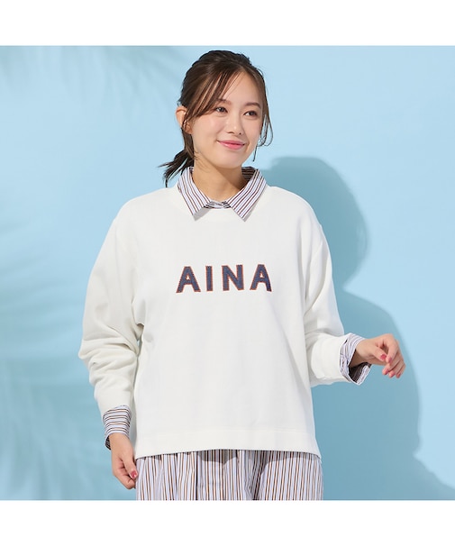 【手洗いOK】『AINA』デニムアップリケカットソー