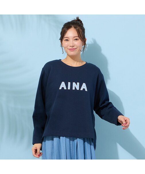 【手洗いOK】『AINA』デニムアップリケカットソー