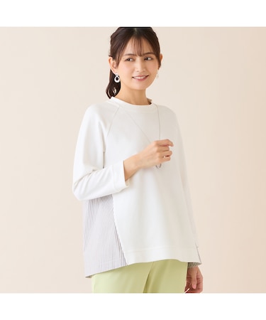 【洗える】ストライプドッキングプルオーバー