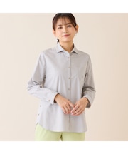 【洗える】サイドスリットストライプシャツ