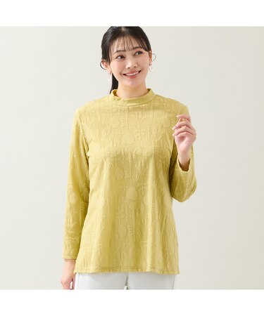 【洗える・日本製・L～4Lサイズ】シアージャカードカットソー