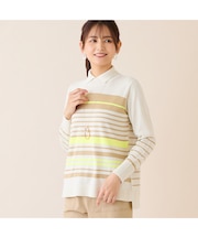 【洗える】襟つきカラーボーダーセーター