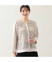 【洗える・アンサンブル可・L～4Lサイズ】ボタニカル柄カーディガン