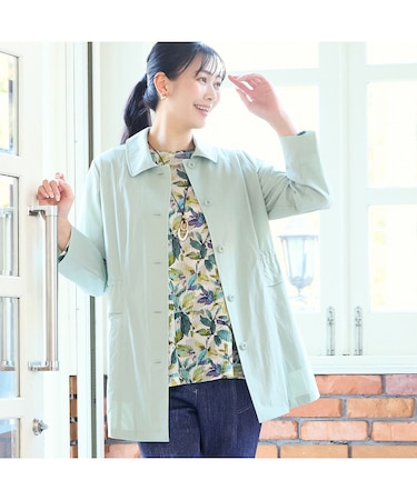 【洗える・L~4Lサイズ】ストレッチストライプコート