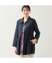 【洗える・L～4Lサイズ】ストレッチストライプコート