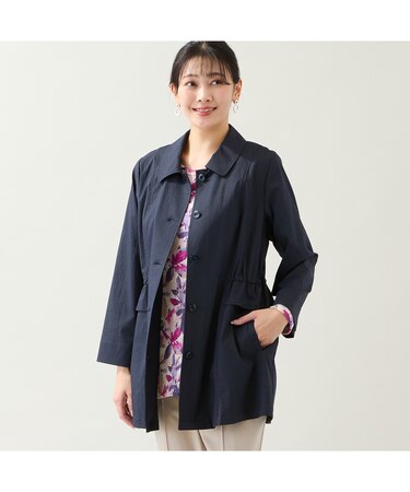 【洗える・L~4Lサイズ】ストレッチストライプコート