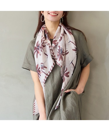 綿100％ヤシの木プリントストール