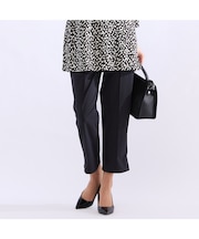 【L～４L】接触冷感　裾レース配色パンツ