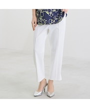 【L～４L】接触冷感　裾レース配色パンツ