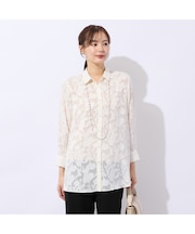 【洗える】シフォンジョーゼットカットジャカードブラウス