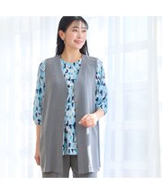 【洗える・セットアップ可・L~4Lサイズ】メタルボタンロングジレ