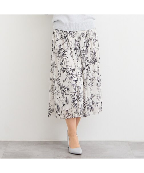 【洗える・セットアップ対応】ボタニカルプリントチュールスカート