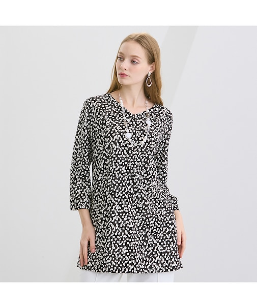 【M~4L】スクエアモノトーンプリントTシャツ