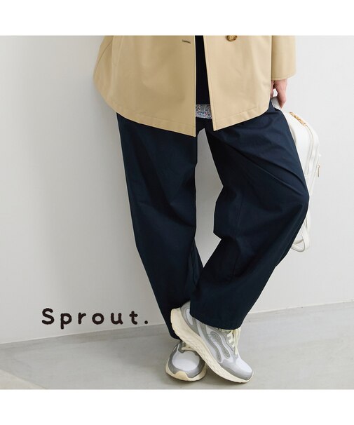 【Sprout./L～4L】オールゴム裾タックパンツ