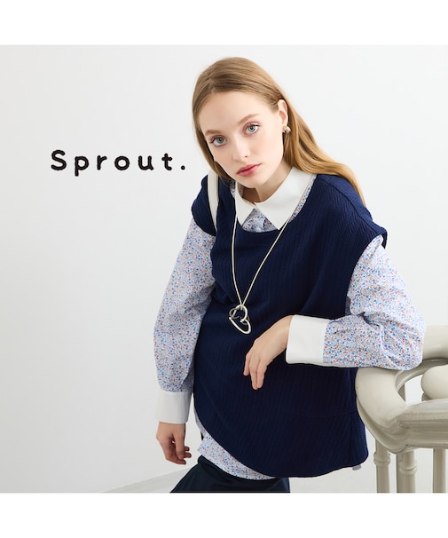 【Sprout./M～4L】ヘリンボーンジャカードベスト