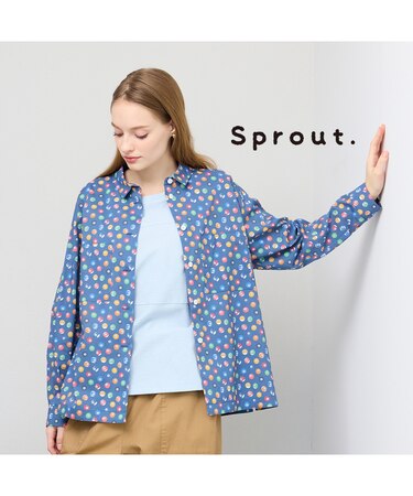 【Sprout./M~4L】イタリア製素材ドット/ボールプリントブラウス