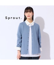 【Sprout./M～4L】ヘリンボーンジャカードカーディガン