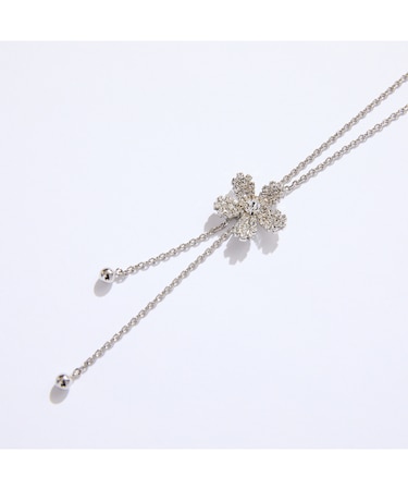 フラワークリスタルシルバーネックレス